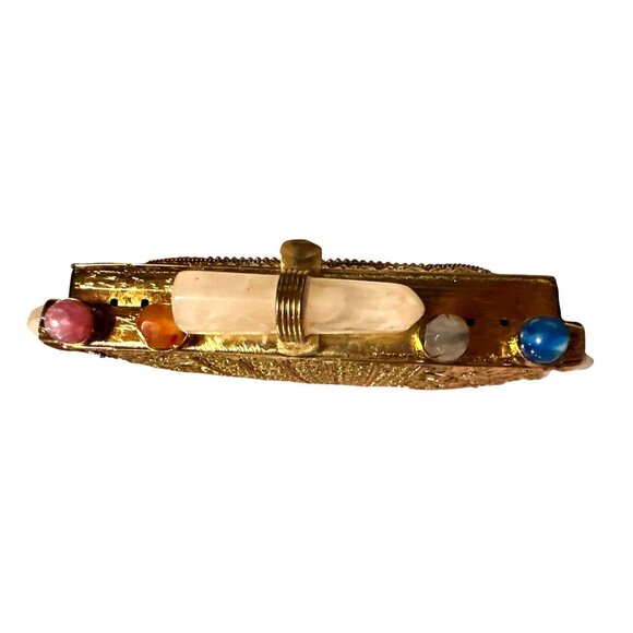 Prestige Opal Gemstone & Brass Ramla Clutch Handbag Current Collection $335 - Picture 2 of 5